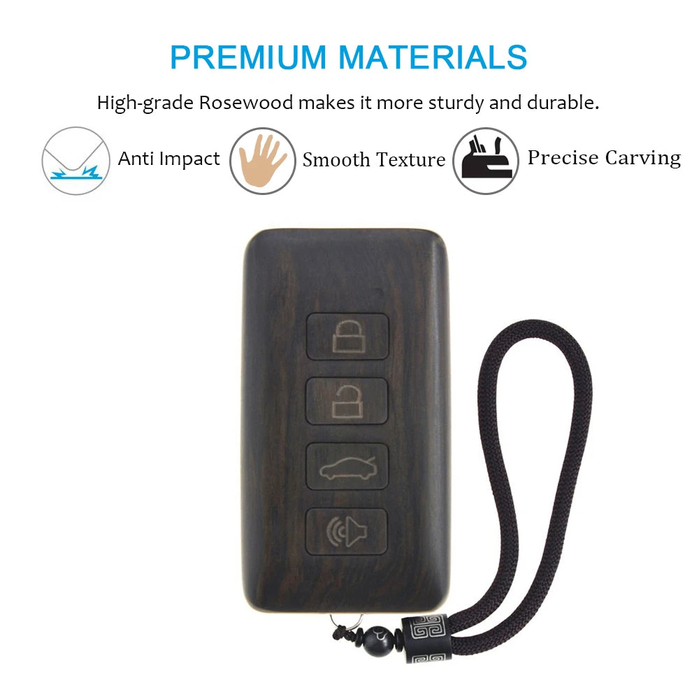 Remote Control Refit Rosewood Car Key Fob Shell Replacement for 2016-2017 Toyota Tacoma Land Cruise Prius RAV4