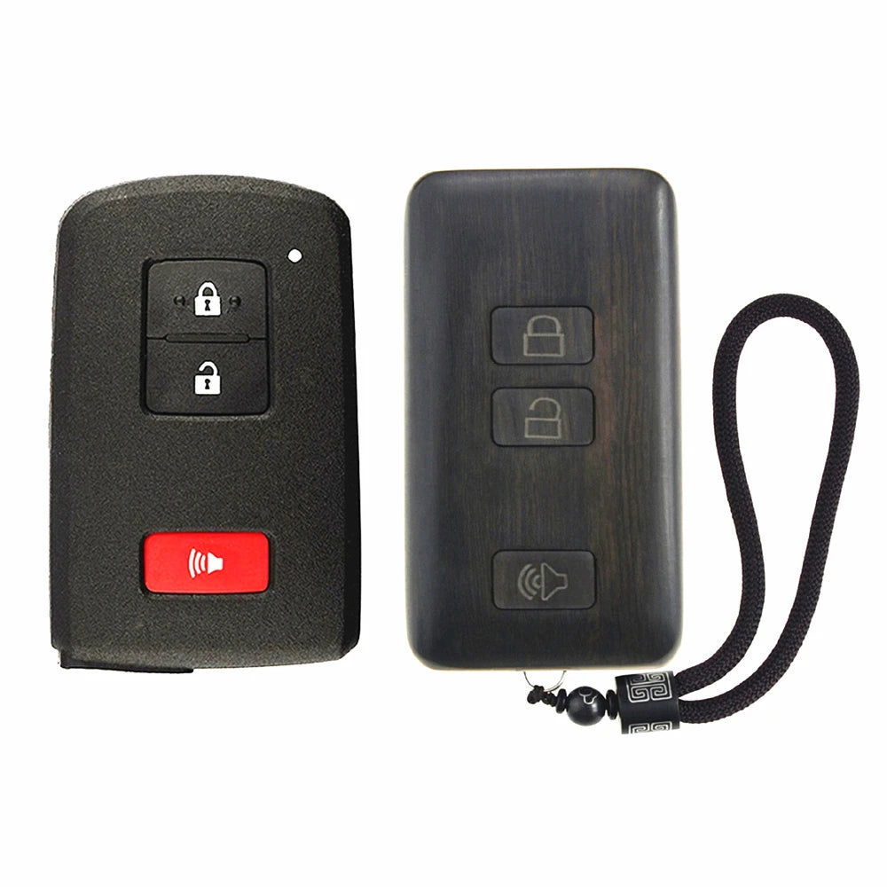 Remote Control Refit Rosewood Car Key Fob Shell Replacement for 2016-2017 Toyota Tacoma Land Cruise Prius RAV4