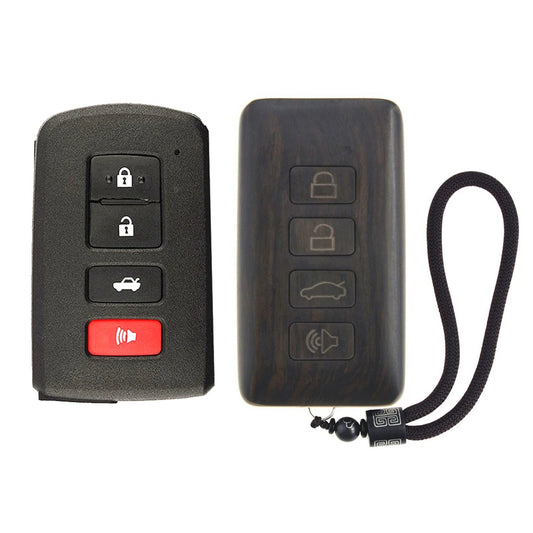 Remote Control Refit Rosewood Car Key Fob Shell Replacement for 2016-2017 Toyota Tacoma Land Cruise Prius RAV4