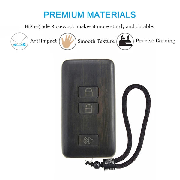 Remote Control Refit Rosewood Car Key Fob Shell Replacement for 2016-2017 Toyota Tacoma Land Cruise Prius RAV4