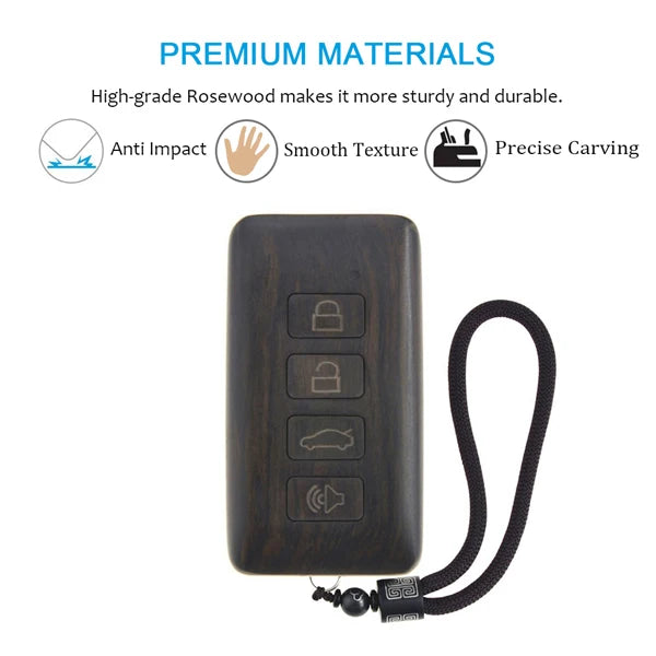 Remote Control Refit Rosewood Car Key Fob Shell Replacement for 2016-2017 Toyota Tacoma Land Cruise Prius RAV4