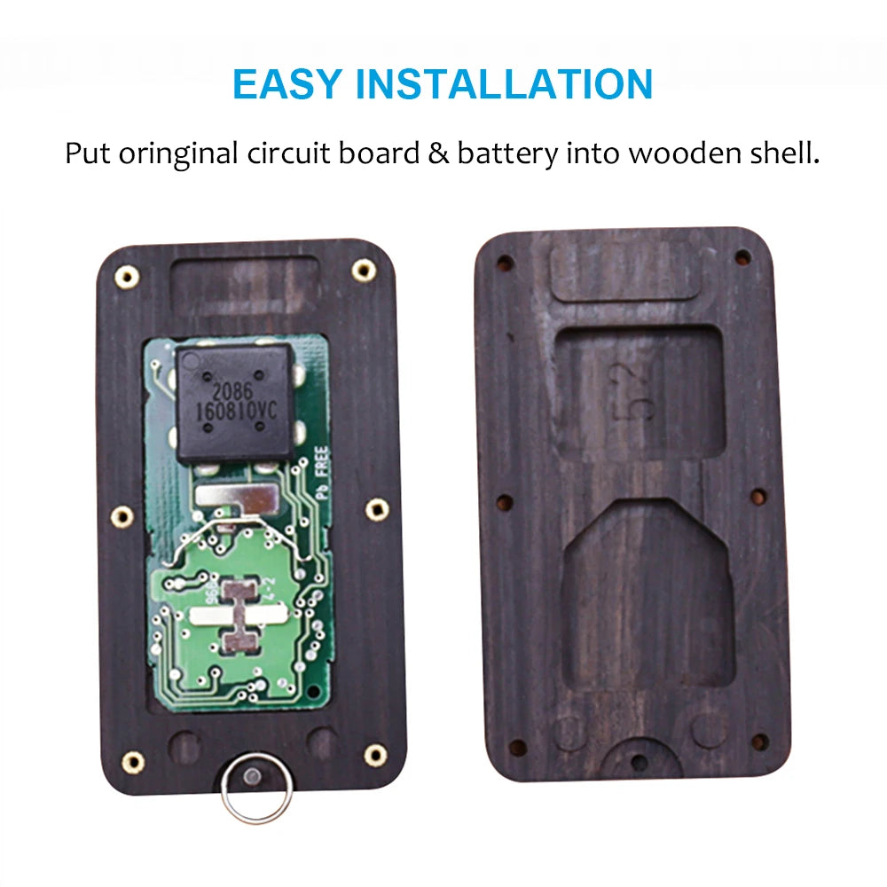 Remote Control Refit Rosewood Car Key Fob Shell Replacement for 2016-2017 Toyota Tacoma Land Cruise Prius RAV4
