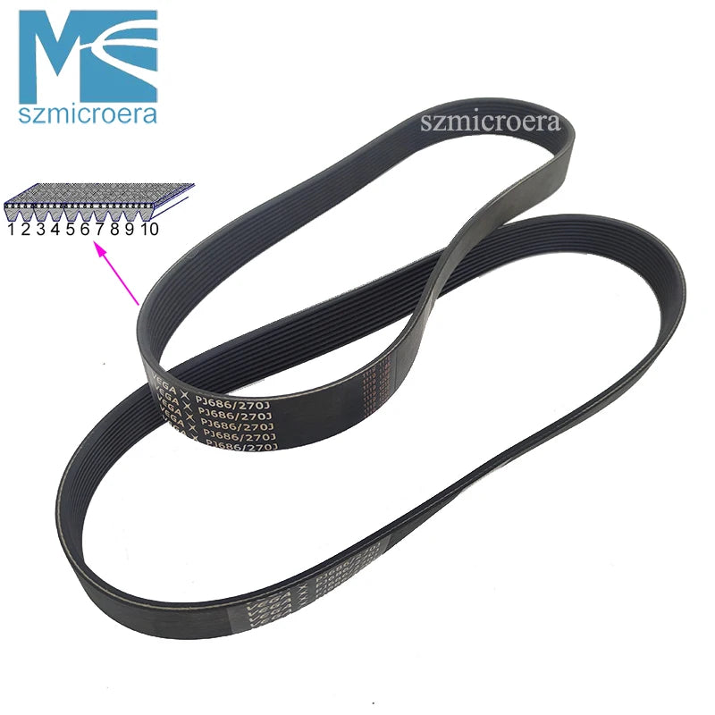 VEGA V-Belt Treadmill Conveyor Belt PJ686 270J 5/6/7/8/9/10/11/12 Ribs Rubber Motor Belt Multi Groove Belt