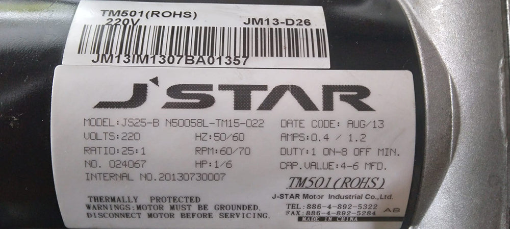 Matrix T-3X-04-C Treadmill Incline Motor Tift Motor JM25-B TM501 220Volts