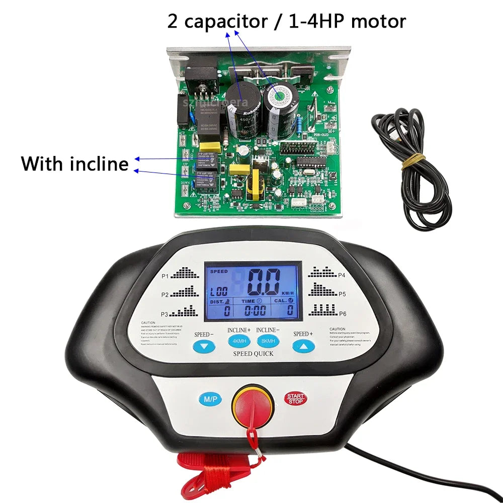 General Use Repair Treadmill Motor Controller Display Control Board + Treadmill Instrument Panel 1-2.0HP 1-4.0HP DC Motor