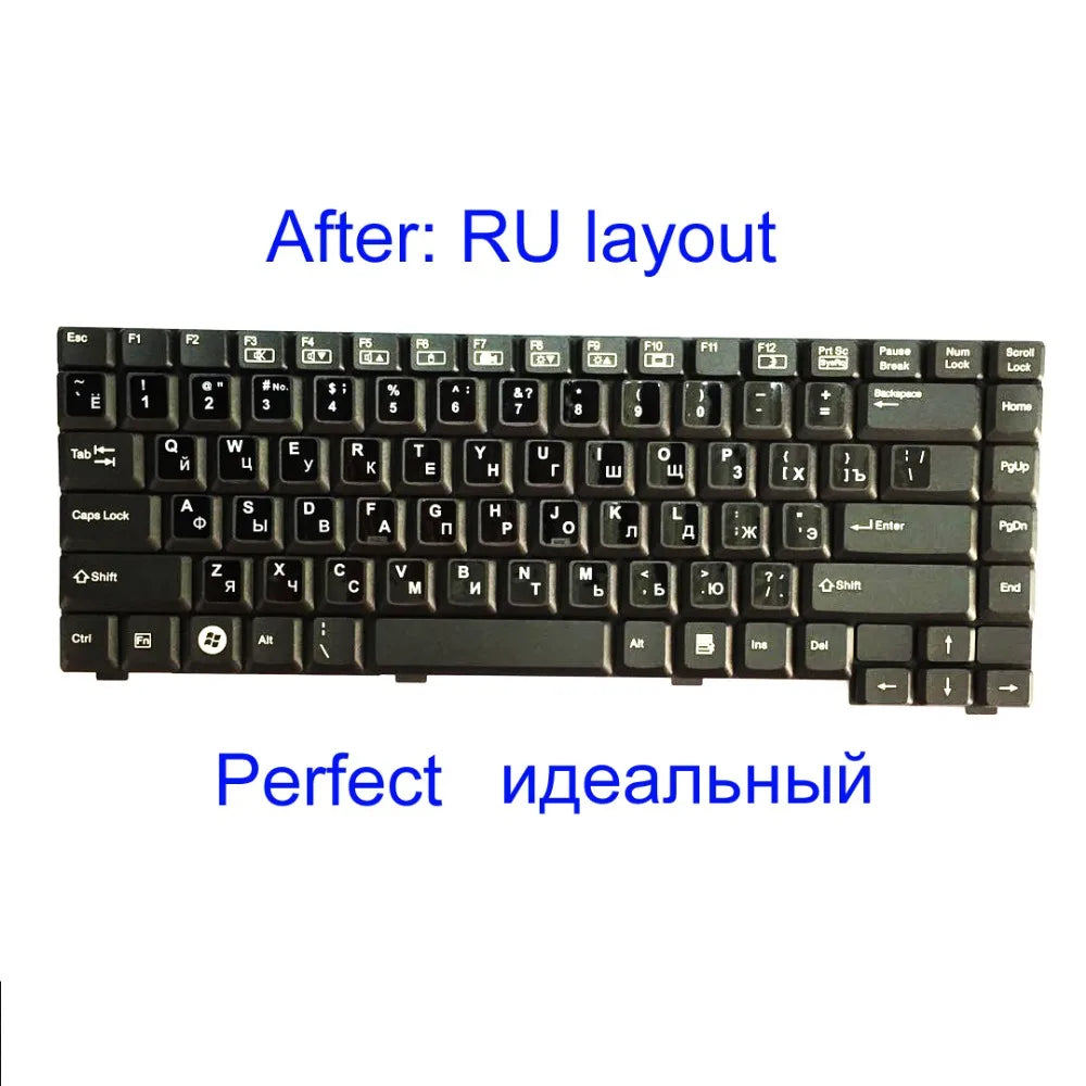 10pcs Keyboard Sticker Russia Language RU Layout Stick Labels cover On Keyboard Keys White characters in black background