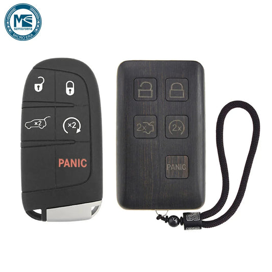 Keyless Entry Remote Control Refit Rosewood Car Key Fob Shell Replacement for Jeep & Dodge & Chrysler NO Circuit Board & Battery