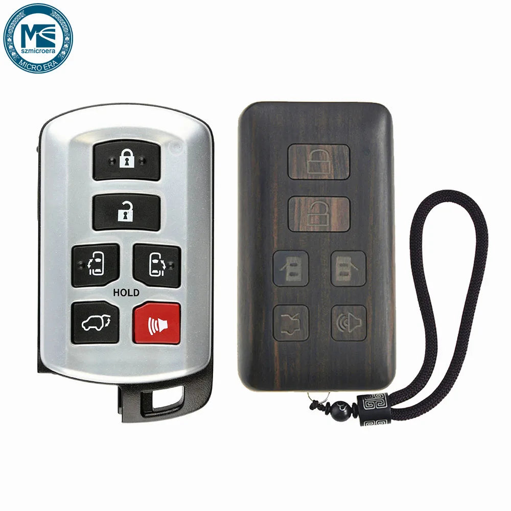 Remote Control Refit Rosewood Car Key Fob Shell Replacement for 2011-2014 Toyota Sienna (Circuit Board & Battery Excluded)