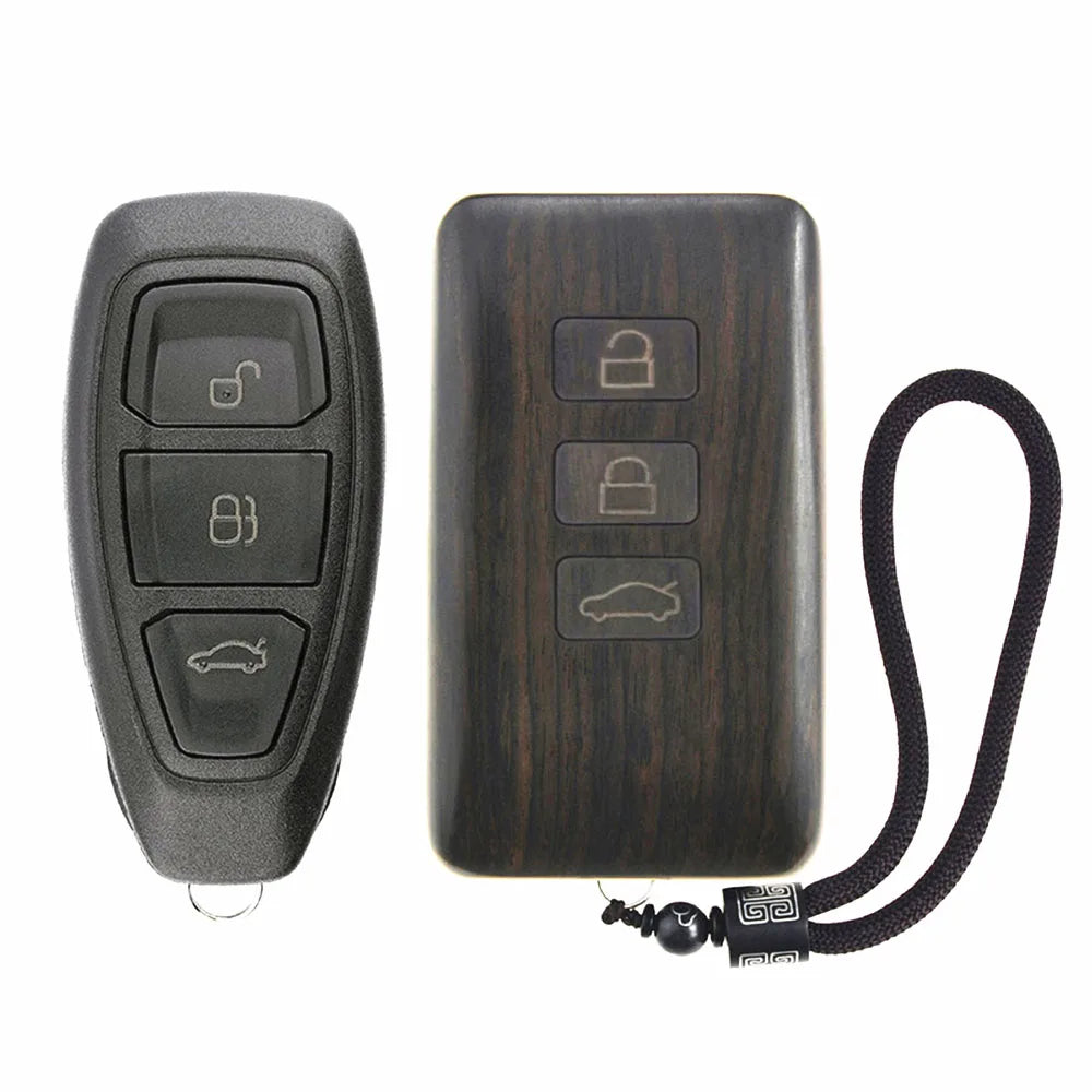 Car Remote Control case Refit Wooden Car Key housing Replacement for for Ford C-Max Fiesta Focus (W/O Circuit Board )