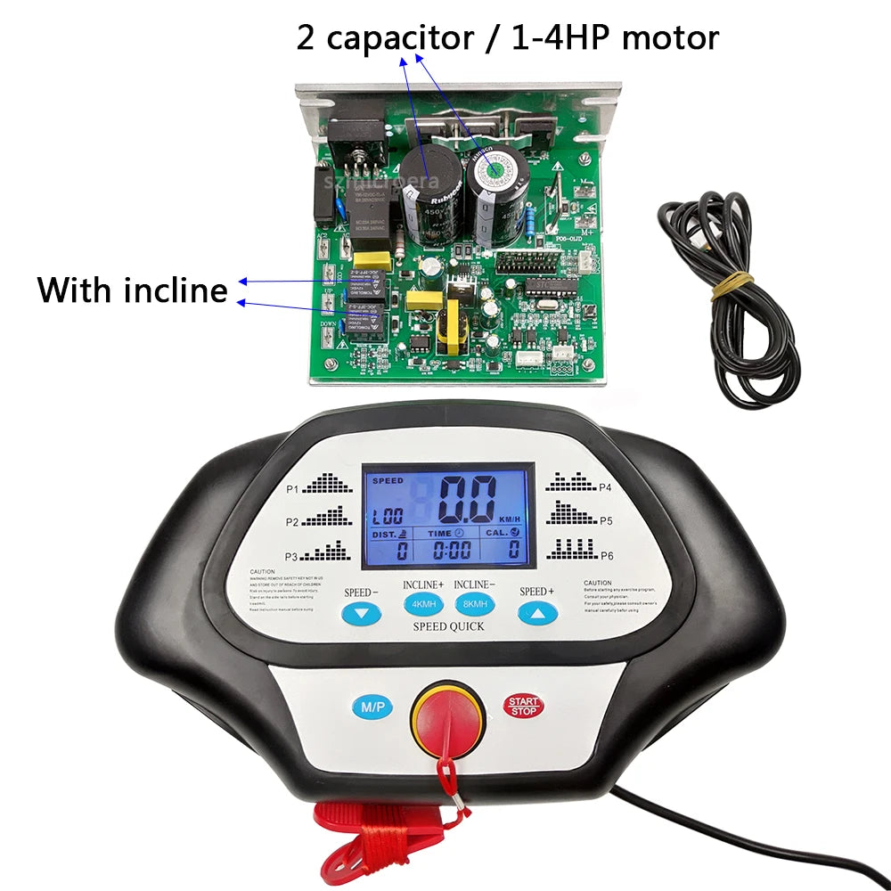 General Use Repair Treadmill Motor Controller Display Control Board + Treadmill Instrument Panel 1-2.0HP 1-4.0HP DC Motor