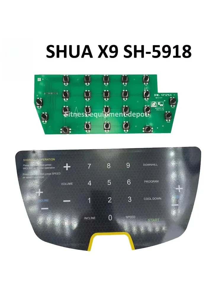 SHUA-X9 SH-5918 Treadmill Membrane Keypad, AK5204A-V20 Switch, Manipulate Overlay