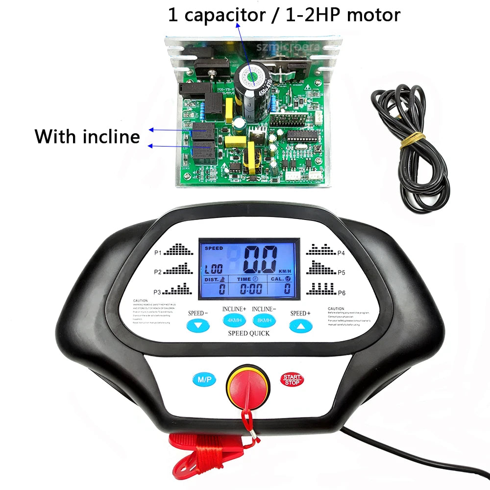 General Use Repair Treadmill Motor Controller Display Control Board + Treadmill Instrument Panel 1-2.0HP 1-4.0HP DC Motor