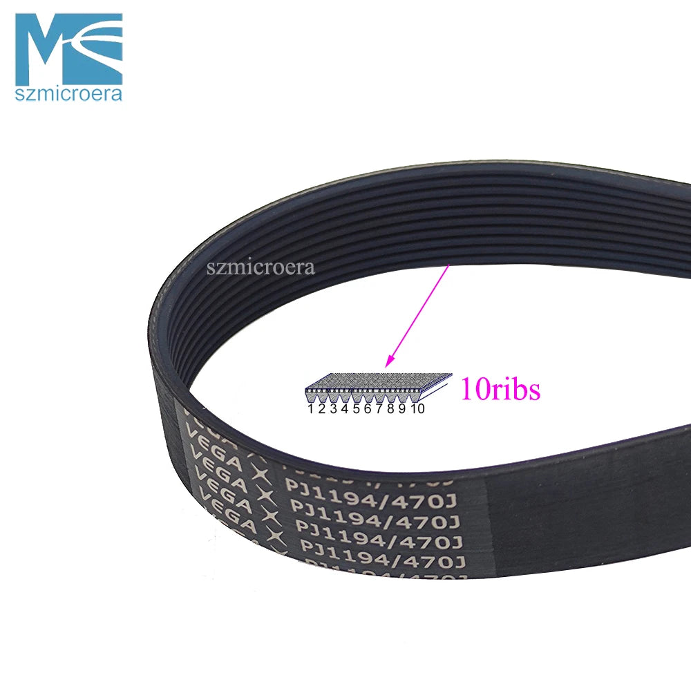 PJ1194 470J, VEGA V-Belt for Treadmill, Motor Belt, Rubber Drive Belt, Multi Groove Belt, 6, 7, 8, 9, 10 ribs