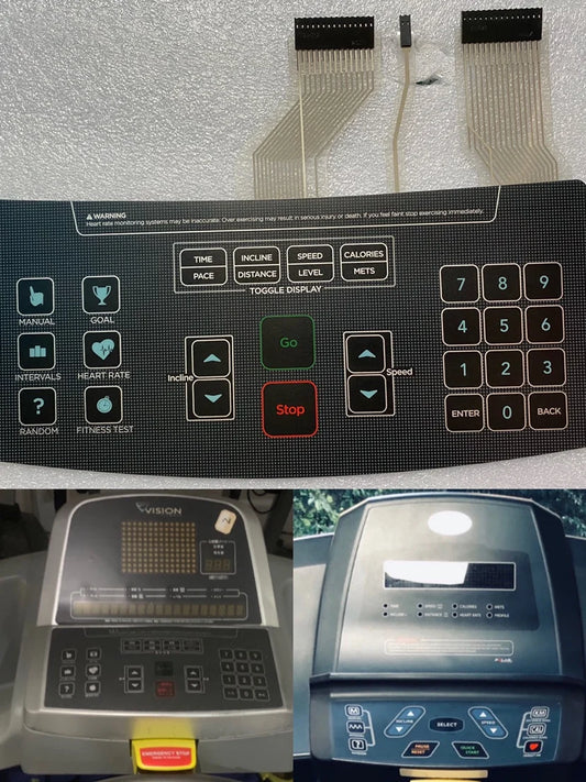 JOHNSON T7000PRO T7000PLUS VISION T60 Treadmill Membrane switch Membrane buttons keyboard stickers  START STOP Button