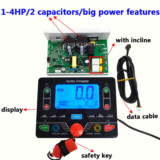 General Use Universal Treadmill Circuit Board Treadmill Console Display Treadmill Control Board Controller 1HP-2HP/4.0HP Motor