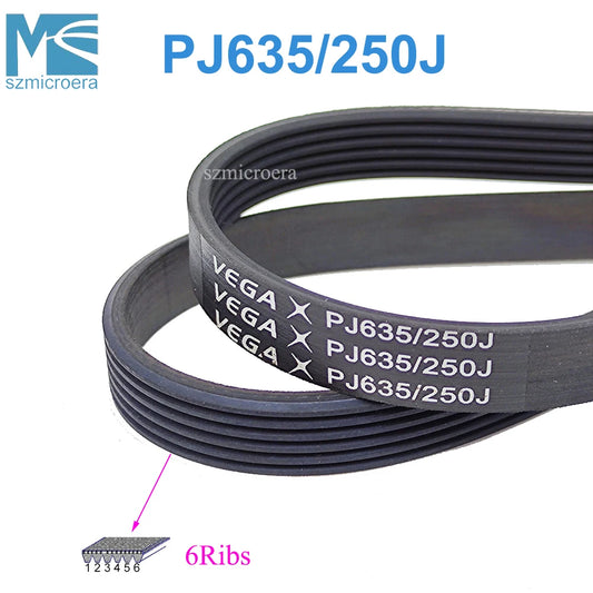 PJ635 250J VEGA-V-Belt for Treadmill, Multi Groove Belt, Transmission Timing Belt, 3, 4, 5, 6, 7, 8 Ribs